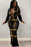 Mature Women Long Sleeve Two-Piece Sexy Printed Suits MDO9081