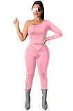 Sexy Polyester High Waist Long Pants Tight Long sleeve Bodycon JumpsuitsAWL8209