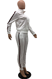 Casual Sporty Simplee Patchwork Long Sleeve Stand Collar High Waist Long Pants Sets YX9237