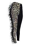 Luxe Vintage Leopard Tassel Hem High Waist Skinny Pants YYZ934