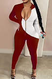 Sexy Polyester Long Sleeve Tall Waist TrousersBodycon JumpsuitsYFS3566