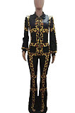 Mature Women Long Sleeve Two-Piece Sexy Printed Suits MDO9081