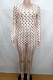 Sexy Polyester Long Sleeve Round Neck Unitard Jumpsuit CL6075