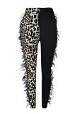Luxe Vintage Leopard Tassel Hem High Waist Skinny Pants YYZ934