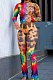 Casual Sporty Polyester Tie Dye Leopard T-shirt Long sleeve Leisure trousers Pants SetsWA7064