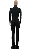 Casual Simplee Geometric Graphic Long Sleeve Stand Collar Unitard Jumpsuit YX9229