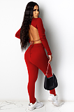 Sexy Bodycon Backless Print Two Pieces Long Sleeve Pants Sets DR8050