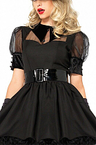 Cute Blazer Sexy Mesh Hollow Out Puff Sleeve A Line Dress CCY1257
