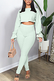 Casual Cute Simplee Long Sleeve Round Neck Self Belted Flounce Pants Sets GL6300