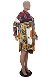 Casual Modest Simplee Tie Dye Pop Art Print Long Sleeve Stand Collar Shorts Sets SDD9435