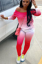 Casual Sporty Polyester Long Sleeve Tee Top Printing  Trousers SetsWA7073