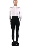 Casual Polyester Mouth Graphic Mid Waist Long Pants Unitard Jumpsuit Long sleeveWA7067