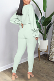 Casual Cute Simplee Long Sleeve Round Neck Self Belted Flounce Pants Sets GL6300