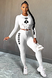 QUEEN Poker Card Print Lace-up Stretch Pants Sets DR8039
