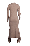 Elegant Sexy Simplee Crochet Long Sleeve Round Neck Flounce Long Dress LML067