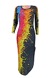 Casual fashion printed long-sleeved dress  ED8280