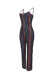 Casual fashion striped halter with an off-the-shoulder jumpsuit ED8284