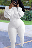 Casual Sporty Simplee Long Sleeve Round Neck Elastic Waist Pants Sets NK174