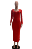 Sexy Polyester Scoop Neck Long Dress GLS8026