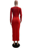Sexy Polyester Scoop Neck Long Dress GLS8026