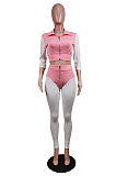 Casual Preppy Simplee Long Sleeve Round Neck Spliced Tailored Pants Sets WY6701