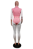 Casual Preppy Simplee Long Sleeve Round Neck Spliced Tailored Pants Sets WY6701