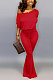 Fashion casual plain color bat-sleeved jumpsuit SY8388