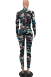 Sexy Polyester Camo Long Sleeve High Neck Hollow Out MLM9014