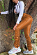 Casual Luxe Vintage Pu Leather Shirred Detail Ruffle Long Pants ABL6614