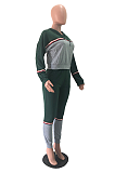 Casual Preppy Sporty Striped Long Sleeve Spliced Hoodie Sweat Pants Sets OEP6216