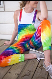 Casual fashion tie-dye positioning printed jumpsuit suspenders LNS760