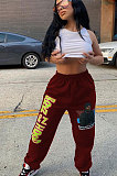 Sporty Polyester Mid Waist Sweat Pants The Letter PrintingCYY8009