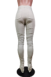 Casual Simplee Elastic Waist Shirred Detail Ruffle Flare Leg Pants WY6714