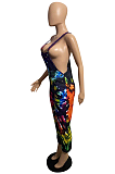 Casual fashion tie-dye positioning printed jumpsuit suspenders LNS763