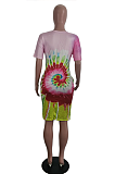 Casual Cute Simplee Tie Dye Short Sleeve Round Neck T Shirt Dress BLE2024