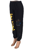 Sporty Polyester Mid Waist Sweat Pants The Letter PrintingCYY8009