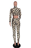 Sexy Polyester Leopard Dew Waist Long SleeveClub Suit SetsCCN1826