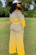 Casual Polyester Gradient Long Sleeve Tie Cuffs Wide Leg Pants SetsCCN1828