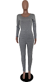 Casual Basics Simplee Long Sleeve Round Neck Bodycon Jumpsuit ARM8221