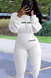 Cotton Long Sleeve Embroidered Soft Rib Stretch Fitness jumpsuit BLE2167