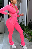 Casual Sporty Simplee Long Sleeve Deep V Neck Stand Collar Pants Sets
