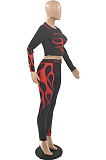 Casual fashion printed casual long sleeve trousers two-piece suit QQ5205