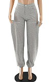 Casual baggy ripped halon pants with fleece sweatpants QQ5210
