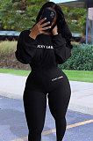 Cotton Long Sleeve Embroidered Soft Rib Stretch Fitness jumpsuit BLE2167