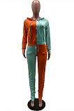 Casual Sporty Simplee Long Sleeve Contrast Panel Sweat Pants Sets ARM8227