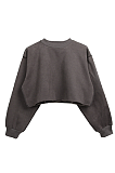 Casual Basics Simplee Long Sleeve Round Neck Crop Top JHH0036