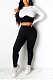 Casual round collar splicing tight sport Crop top suit S6247
