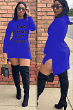 Urban style print asymmetrical trim hoodie mini dress JH188