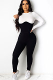 Casual Polyester Long Sleeve Round Neck Spliced Article pit  Tight  Jumpsuits  YSH6180
