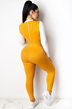 Casual Polyester Long Sleeve Round Neck Spliced Article pit  Tight  Jumpsuits  YSH6180